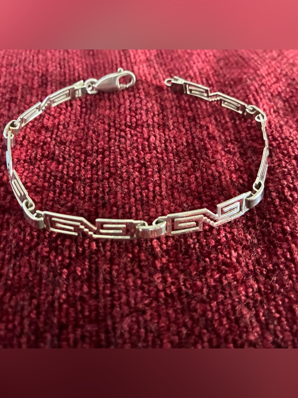 Vintage Mexican 925 Sterling Silver Greek Key Meander Link Bracelet